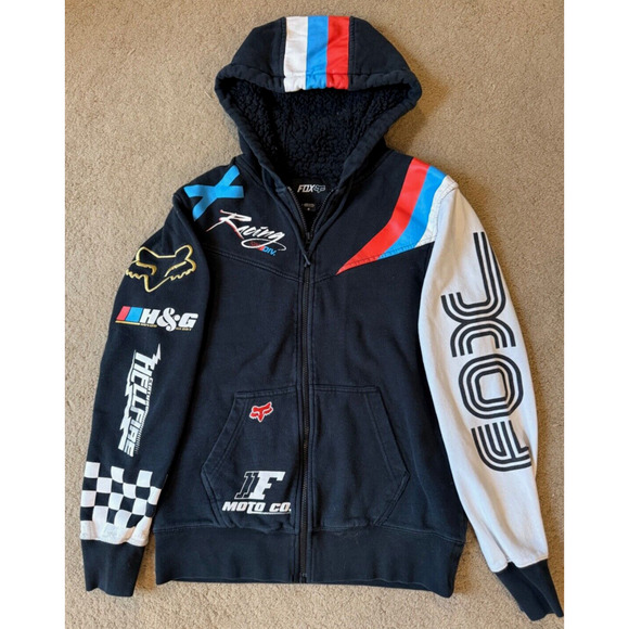 Vintage Fox Racing Hoodie Mens Zip Up Hellfire Sweatshirt Small S